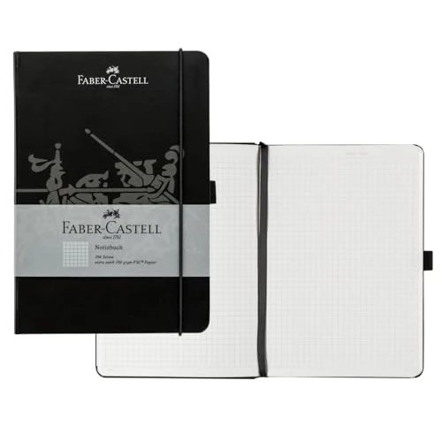Faber-Castell 20502 - Quaderno DIN A5 nero, a scacchi, 100 g/m², 194 pagine carta FSC-Mix, 145 x 210 mm