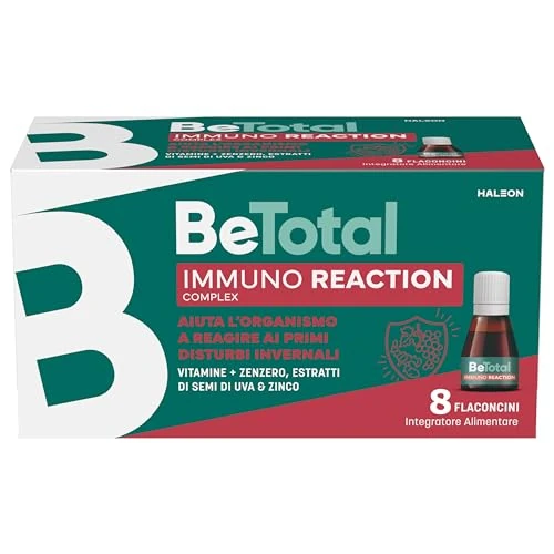 Offerta a tempo: Be-Total Immuno Reaction, Integratore Alimentare Supporto per le Difese Immunitarie, con Vitamina C, B6, Zenzero, Acerola, Adulti, 8 Flaconcini - 39% da 18.90 € a 11.59 €