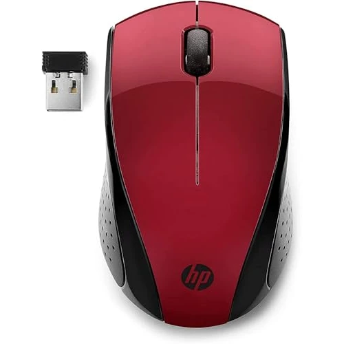 HP PC 220 Wireless Mouse, Blue LED Technology, 1300 DPI Optical Sensor, Contoured Profile Red Matte