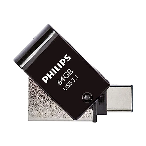 Offerta a tempo: Philips 2-in-1 OTG Edition Ultra Speed USB-C/USB 3.1, unità flash USB doppia 64 GB per PC, laptop, computer, smartphone (Android), tablet, Ultra Small, velocità di lettura fino a 180 MB/s - 0% da 17.46 € a 17.46 €