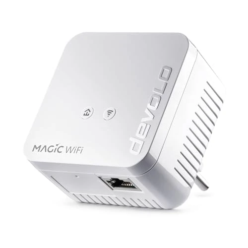 devolo Powerline WLAN Adapter, Mini WiFi Magic 1 Extension Adapter - Up to 1200 Mbps, Mesh WLAN Amplifier, 1 LAN Connection, dLAN 2.0, White