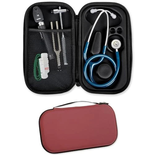 Tijdelijke aanbieding: GIMA Stethoscoop-etui, stijve beschermhoes voor klassieke stethoscoop met enkele slang, voorgevormde binnenruimte, binnenzak voor accessoires en buitenhandvat, wijnrood, afmetingen 28 x 16 x 5 cm van 18.09 € naar 13.43 € (25.76% kor