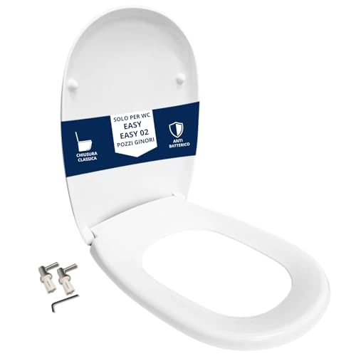 Offerta a tempo: HYDRO HOME Copriwater Compatibile con Pozzi Ginori Easy/Easy02 Tavoletta WC Termoindurente Antibatterica, Fissaggio dall’Alto, Sedile WC Resistente, Chiusura Classica, Montaggio rapido, Bianco - 0.00% da 55.99 € a 55.99 €