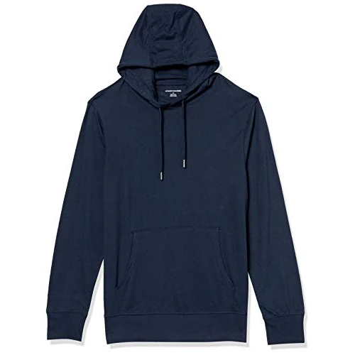 Amazon Essentials Sweatshirt à Capuche Entièrement en Jersey Léger Homme, Bleu Marine, L