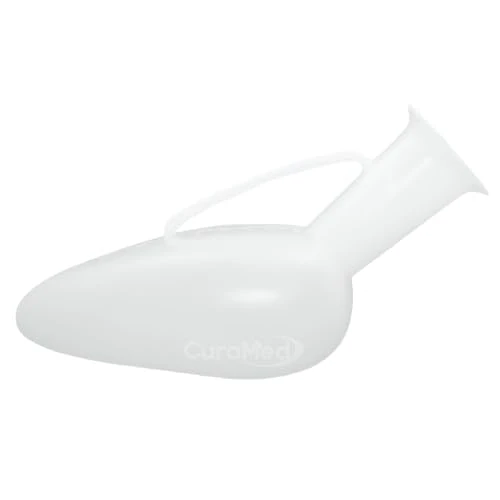 Offre limitée : CURA FARMA - Perroquet urine homme en plastique pour patients affaiblis et dégents, urinal mâle avec poignée pour vidange, utilisation assise, debout ou couché - Capacité 1L, stérilisable jusqu'à 120° de 12.82 € à 12.82 € (0.00% de remise)