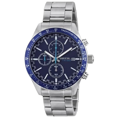 Breil, Collectie Fast, herenhorloge, chronograaf voor heren, met stalen behuizing, waterdicht, diameter 44 mm, Blauw, Eén maat, Armband