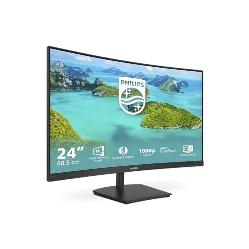 Philips 241E1SCA - 24 inch FHD Curved monitor, 75Hz, 4ms, VA, AMD FreeSync, Speakers, SmartImage (1920 x 1080, 250 cd/m², HDMI/VGA)