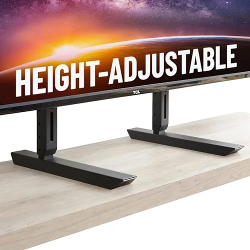 ECHOGEAR Support TV Pied sur Table avec Hauteur Réglable pour Ecran TV/PC/LED/Plasma Allant Jusqu’à 77 Pouces – Supporte Jusqu’à 45 Kg – Solide & Résistant – EGAV-RTVF1