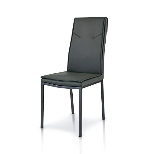 Offerta a tempo: KONTE.DESIGN Set di 2 sedie PRATI in ecopelle Grigio, gambe in metallo nero - 3% da 229.00 € a 223.16 €
