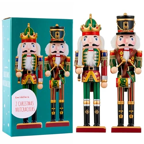 Oferta limitowana: THE TWIDDLERS 2 Duży Drewniany Świąteczny Dziadek do Orzechów ze Stojakiem, 30cm - Tradycyjna Dekoracja Świąteczna - Solidna i Najwyższa Jakość z 99.99 zł na 99.99 zł (oszczędź 0.00%)