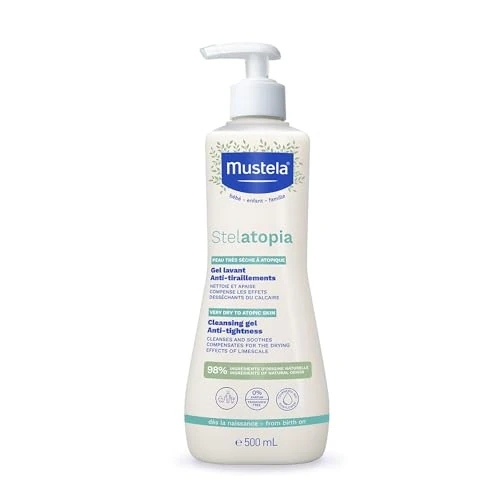 Offre limitée : Mustela Stelatopia Gel Nettoyant pour Peaux Extrêmement Sèches ou Dermatites Atopiques, Corps et Cheveux, Bébés, Enfants, Toute la Famille - Apaise les Démangeaisons, Sans Parfum (500ml) de 20.74 EUR à 18.25 EUR (remise 12%)
