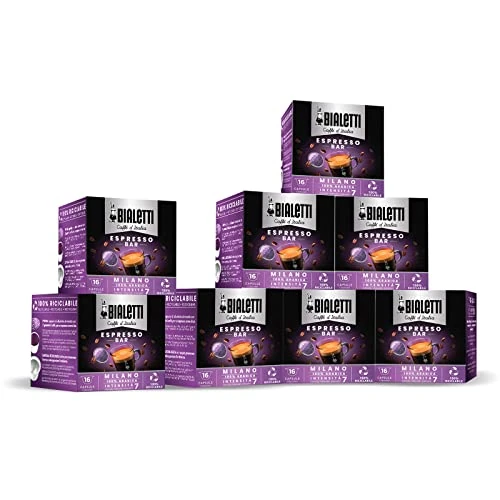 Offerta a tempo: Bialetti Caffè d'Italia, Multipack 128 Capsule, 8 Box da 16 Capsule, Milano, Intensità 7, Compatibili con Macchine Bialetti sistema chiuso, 100% Alluminio - 0.00% da 47.92 € a 47.92 €