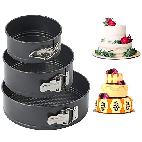 Zeitlich begrenztes Angebot: Shalwinn Springform, Backform mit Antihaftbeschichtung, runde Kuchenform mit Flachboden 18/20/22 cm(Farbe: schwarz), Menge: 3 Stück von 14.99 € auf 14.99 € (0.00% Rabatt)