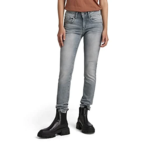 G-STAR Lynn Mid Skinny Jeans, Jeans, Donna, Grigio (Faded Industrial Grey D06746-9882-B336), 26W / 28L