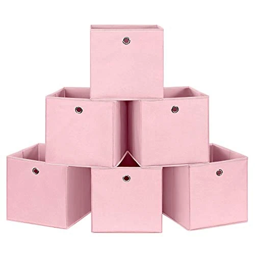 Limited-time offer: SONGMICS 6955880393473 Set of 6 Foldable Storage Boxes, Fabric Storage Cubes, Clothes Organiser, Toy Bins with Grommet, for Bedroom, Living room, Pink, 30 x 30 x 30 cm from 18.13 £ to 18.13 £ (save 0.00%)