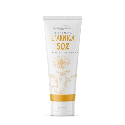 Saf.Nutraceutica - L'Arnica 50% Enriched with Argan Oil, Biopomata mit 50% Arnica Montana Extrakt, natürliche entzündungshemmende Wirkung von Arnika und abschwellende Argan, 75 ml
