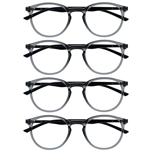Offre limitée : OPULIZE Met Lunettes de Lecture Pack de 4 Montures Rondes et Minces Charnières à Ressort Anti-Rayures Gris Transparente Hommes Femmes RRRR60-7 +3.50 de 22.84 € à 22.84 € (0.00% de remise)