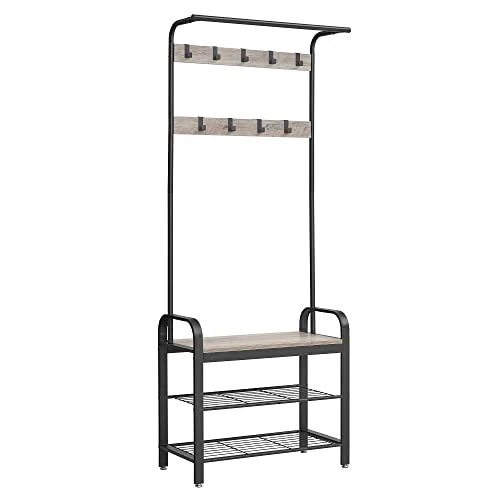 Tijdelijke aanbieding: VASAGLE kapstok, schoenenrek met zitje, 2 gaasplanken, 183,5 cm hoog van 64.99 € naar 45.99 € (29.24% korting)