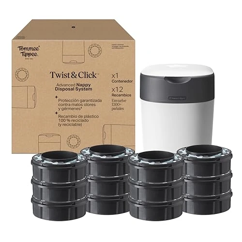 Oferta limitada: Tommee Tippee - Contenedor para Pañales Avanzado Twist and Click, Nuevo Sistema Ecológico, Incluye 12 Recambios con Película GREENFILM, Blanco de 77.69 EUR a 59.99 EUR (ahorro 23%)