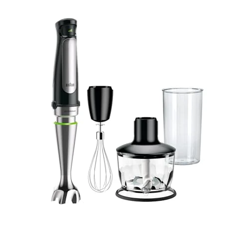 Braun Hogar Batidora de mano (1000 W, 3 accesorios, picadora 500 ml, Varillas, vaso medidor 600 ml, Velocidad automática, Tecnología Active Blade), No Color, 7035, 3 Accesorios