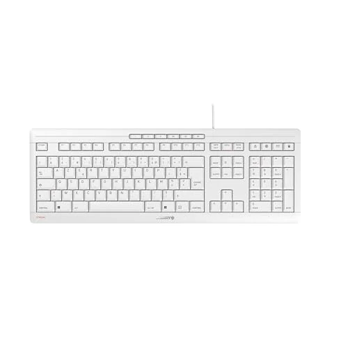Offre limitée : CHERRY STREAM KEYBOARD, clavier filaire, layout français(AZERTY), frappe silencieuse, sensation de frappe unique, design plat, Blanc grisé de 35.70 EUR à 24.99 EUR (remise 30%)