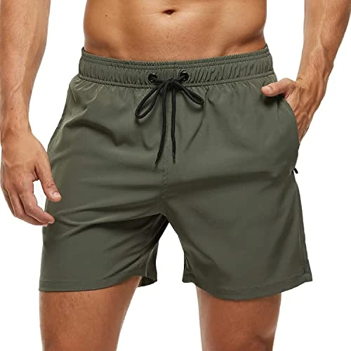 Tijdelijke aanbieding: Arcweg Zwembroek voor heren, met ritszakken, ademend, waterafstotend, trainingsshorts voor heren, elastisch, verstelbaar, met trekkoord en meshvoering, groen, L van 23.66 € naar 23.66 € (0.00% korting)