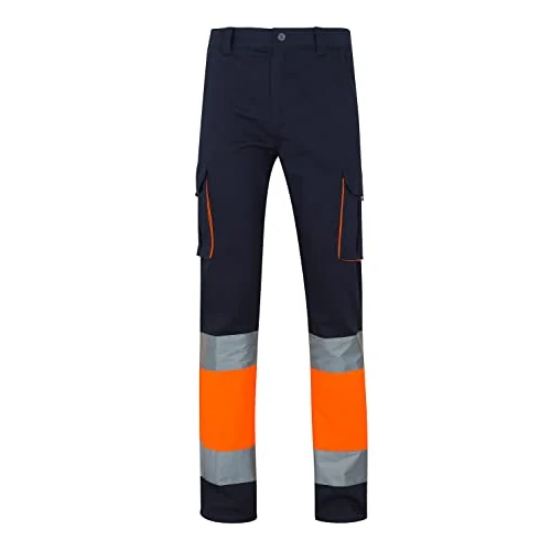 Offerta a tempo: VELILLA 303007 Pantalone 100% cotone Alta Visibilità Colore Blu Navy Navy/Arancione Fluoro Taglia L, Blu navy/Arancione fluo, M - 12% da 25.55 € a 22.58 €