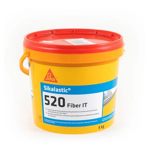 Sika - Sikalastic 520 Fiber IT, Bianco - Membrana liquida impermeabilizzante - Rivestimento decorativo elastomerico - Applicato a freddo - 5 kg