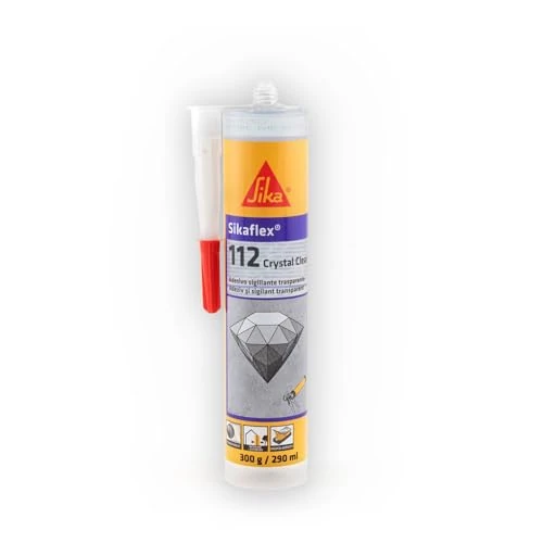 SIKA - Adesivo invisibile - Sikaflex-112 Crystal Clear - Effetto cristallo per incollare vetro e specchi - Presa iniziale forte e pulizia totale - 290ml
