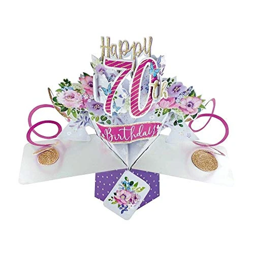 Tarjeta de felicitación emergente de feliz 70 cumpleaños original Second Nature 3D Pop Up Cards