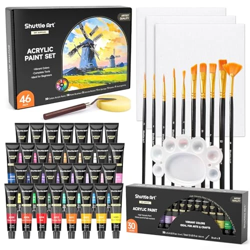 Limited-time offer: Shuttle Art 46 Pack Acrylic Paints Set, 30 Colours Acrylic Paint from 19.99 £ to 19.99 £ (save 0.00%)