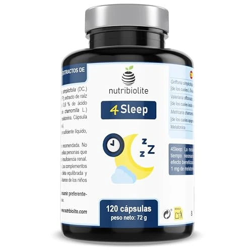 Offre limitee: Complexe de Mélatonine avec 5-HTP de Griffonia, Valériane et Camomille – 120 Gélules Véganes | Complément Naturel pour Mieux Dormir, Réduire l’Insomnie, le Stress et le Jet Lag – 4Sleep Nutribiolite de 23.05 EUR a 11.99 EUR (economie 48%)