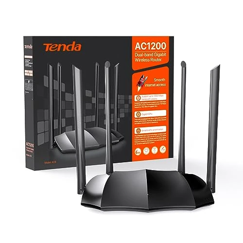 Offerta a tempo: Tenda AC8 Router WiFi AC1200 - Router Wireless Dual Band 5GHz/2.4GHz, Gigabit Porte, Antenne 4x6dBi, Repeater Access Point Mode, Beamforming/MU-MIMO/Controllo APP/IPv6/WPS - 33% da 29.99 € a 19.99 €