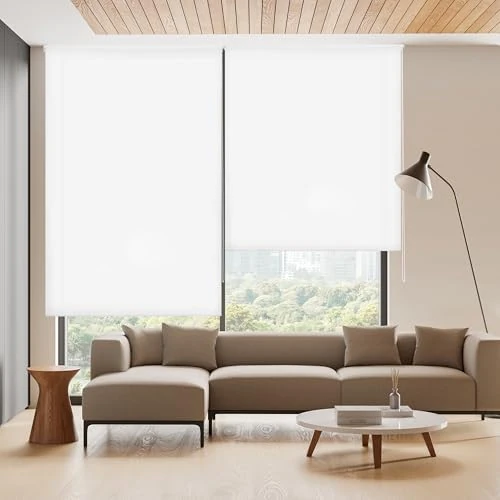 Blindecor Ara | Store enrouleur translucide uni - Blanc cassé, 180 x 250 cm (largeur x hauteur) | Taille du tissu 177 x 245 cm | Stores pour fenêtres