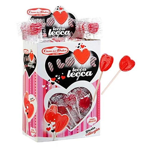 Lecca Love Cuore Rosso gusto Ciliegia. Confezione da 200pz x 6gr Casa del Dolce. Ideale per Feste di Compleanno, Caramellate, Festa degli Innamorati, San Valentino