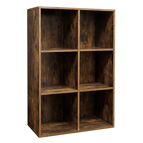 VASAGLE Boekenkast met 6 kubusjes, opbergruimte, displayrek voor snuisterijen, souvenirs, potplanten, voor studeerkamer, kantoor, woonkamer, 65,5 x 30 x 97,5 cm, rustiek bruin LBC203BX