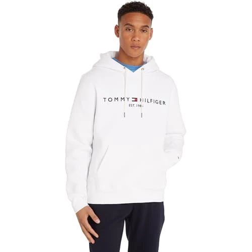 Tommy Hilfiger Men’s Tommy Logo Hoodie, White (White), 3XL