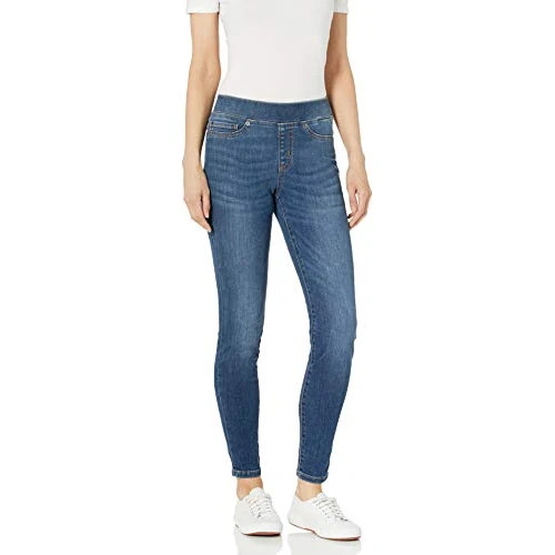Limited-time offer: Amazon Essentials Women's Mid-Rise Stretch Pull-On Jegging - Discontinued Colours, Medium Blue, 10-12 Long from 20.10 £ to 8.80 £ (save 56.22%)