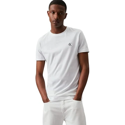 Limited-time offer: Calvin Klein Men Short-Sleeve T-Shirt Ck Essential Slim Fit, White (Bright White), XS from 35.00 GBP to 17.57 GBP (save 50%)