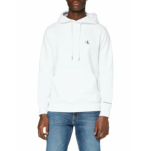 Calvin Klein Herren Sweatshirt Ck Essential mit Kapuze, Weiß (Bright White), L
