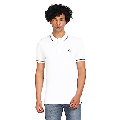 Beperkte aanbieding: Calvin Klein Jeans Poloshirt voor heren, korte mouwen, wit (bright white), XS van 48.93 EUR naar 48.93 EUR (besparing 0%)