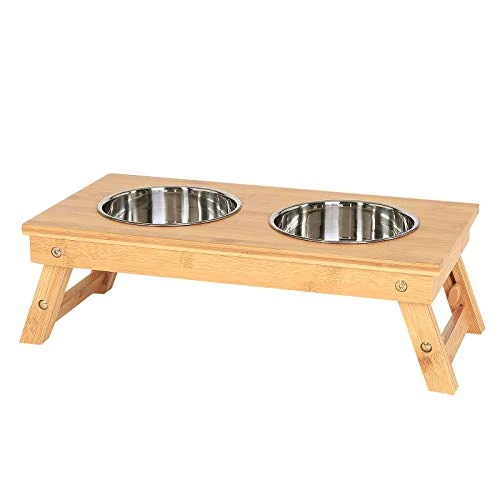 Zeitlich begrenztes Angebot: lionto Hundenapf aus Bambus, Höhenverstellbar, 2 Edelstahlnäpfe á 700 ml von 24.95 € auf 24.95 € (0.00% Rabatt)