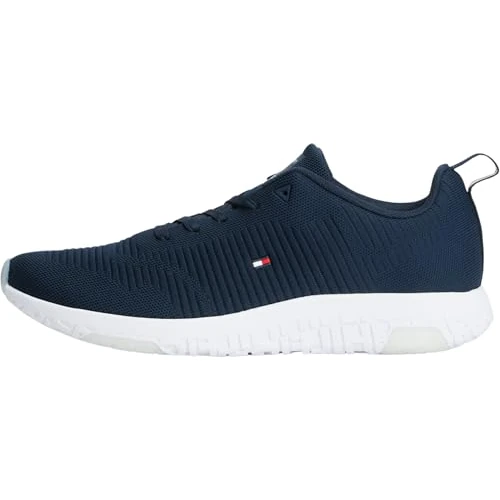 Tommy Hilfiger Men’s Corporate Knit Rib Runner Trainers, Blue (Desert Sky), 7