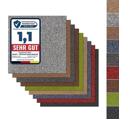 Offerta a tempo: casa puraTappeto Piastrelle per tappeti di Design Mosca, 50 x 50 cm, autoportanti, Set da 1 m², Resistente Tappeto con Pelo di Alta qualità, antistatiche con Retro in Bitume (Beige, 4 Pezzi) - 0.00% da 7.95 € a 7.95 €