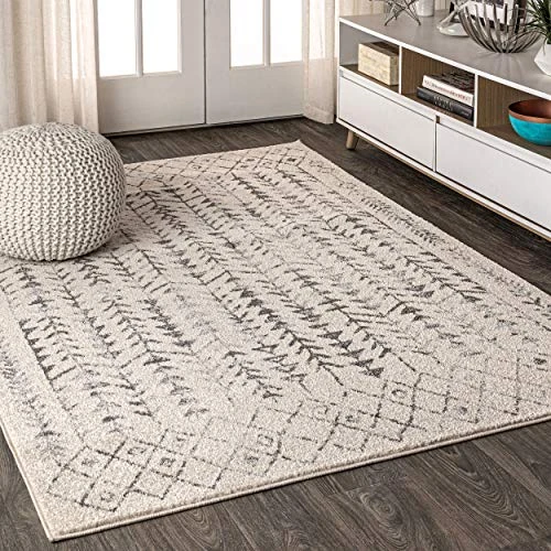 Zeitlich begrenztes Angebot: JONATHAN Y MOH210A-8 Ziri Marokkanischer Geometrischer Teppich für den Innenbereich Bohemian Minimalistisch, pflegeleicht, Schlafzimmer, Küche, Wohnzimmer, nicht fusselnd, 235 cm x 305 cm, Creme, Grau von 49.07 € auf 49.07 € (
