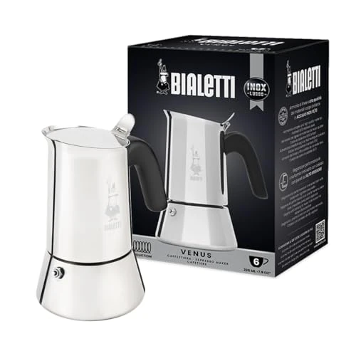Offerta a tempo: Bialetti Caffettiera New Venus 6 Tazze, Manico Anti Scottatura, Adatta A Induzione, 6 Tazze (235 Ml), Acciaio 18/10, Argento, ‎13 x 11 x 21.5 cm 540 grammi - 52% da 48.90 € a 23.69 €