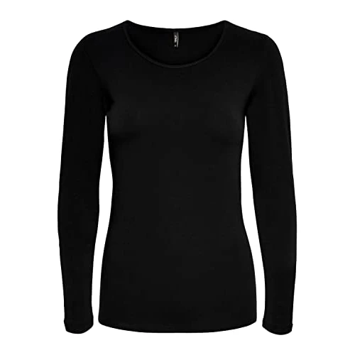ONLY Onllive Love Life Basic damesshirt met lange mouwen, zwart, L