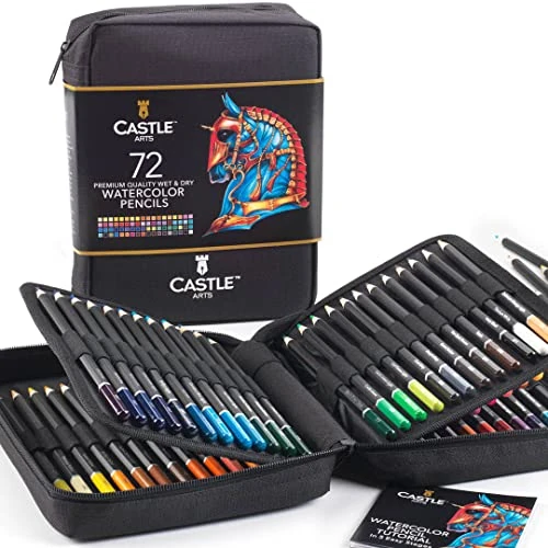 Zeitlich begrenztes Angebot: Castle Art Supplies 72 Aquarellstifte für Erwachsene - Profi-Qualität | Hochwertige Kerne mit leuchtenden Farben für schöne Effekte mit Wasser - im strapazierfähigen Reißverschlussetui, Reise von 37.99 € auf 37.99 € (0.00% Rab