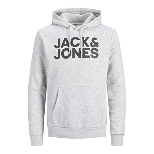 JACK & JONES Felpa con Cappuccio con Logo Male, Grigio., S