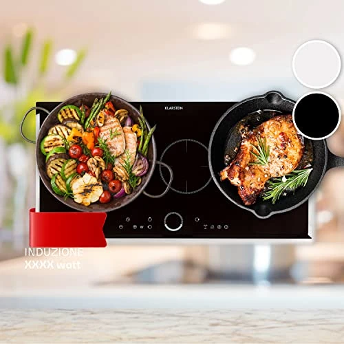Klarstein Piastra Induzione 3 Fuochi, Piano Cottura 5800W, Integrata con Controllo Touch, Fornello Professionale 3 Zone